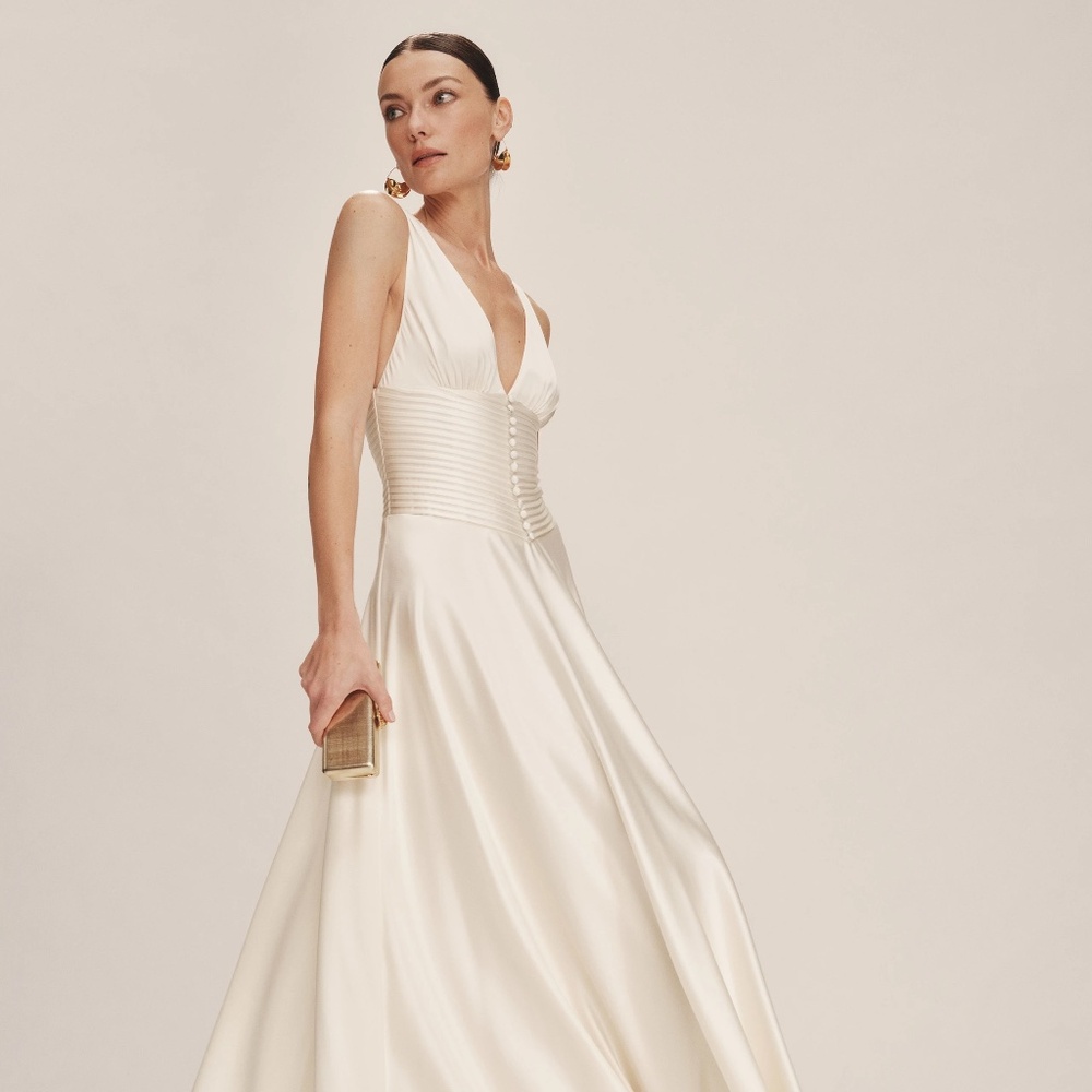 Reformation Arianwen Satin Dress Ivory - Size 4